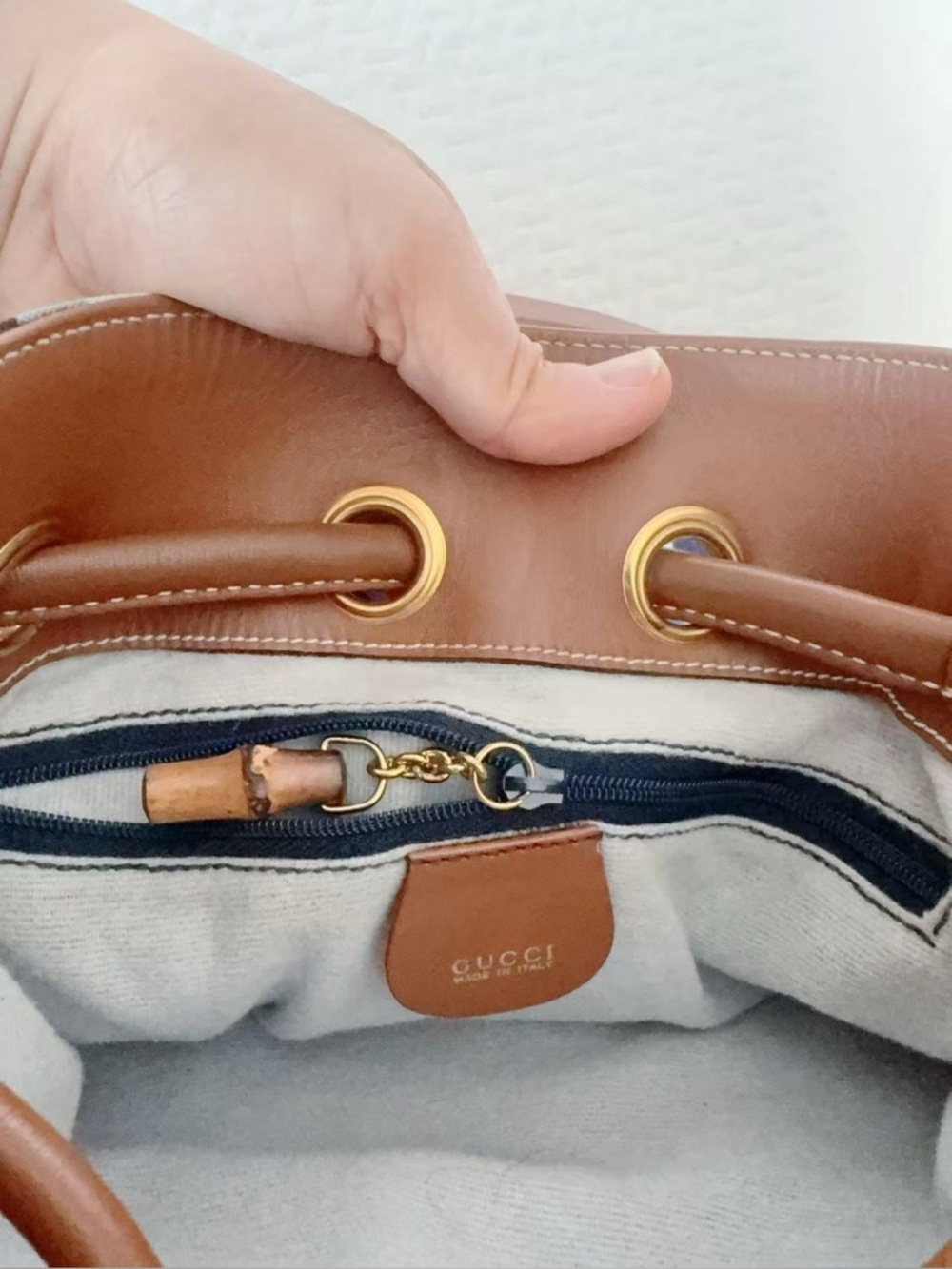 Vintage Gucci Shimo Leather Canvas Backpack All-Over Pattern RARE Vintage 1980s - Picture 12 of 15